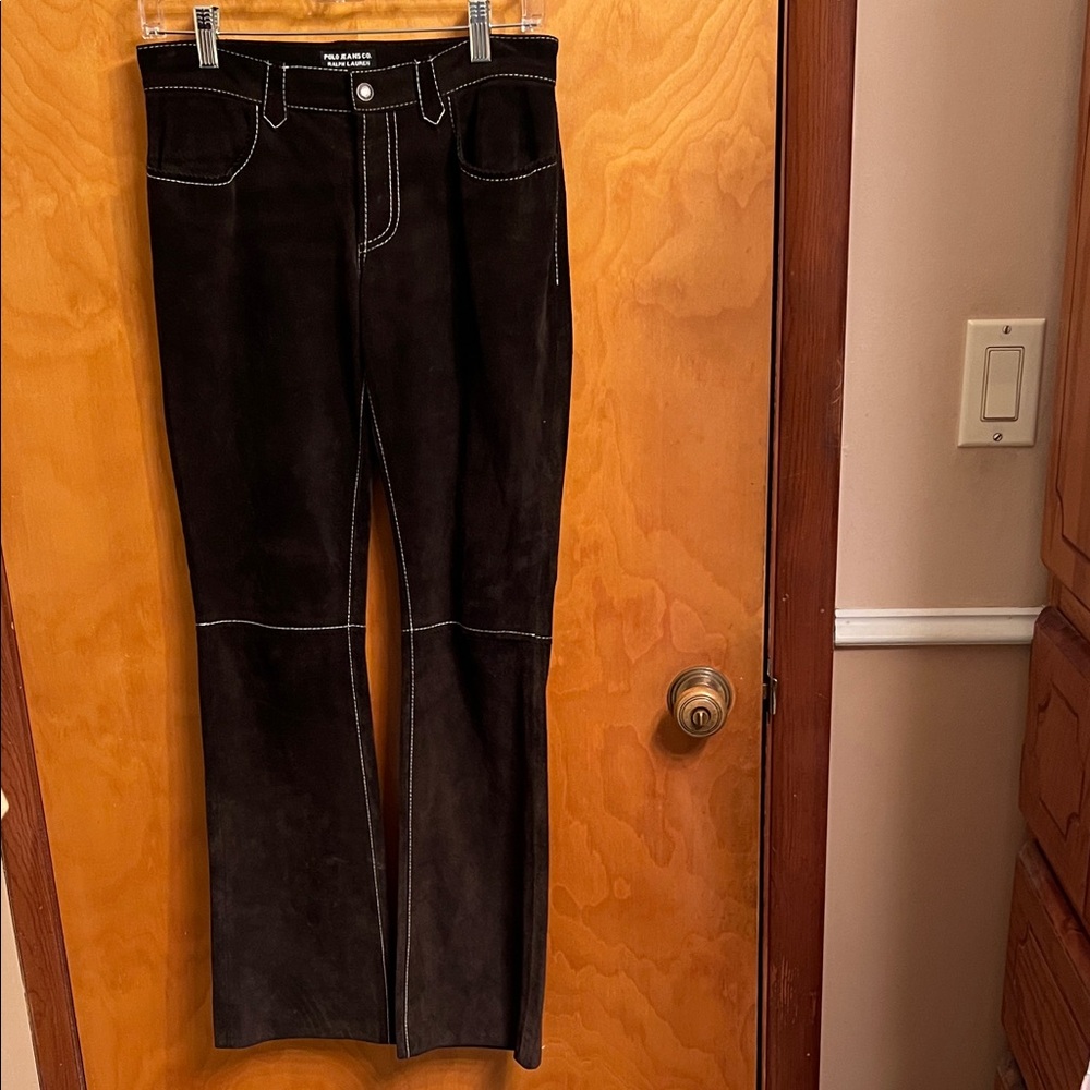 Pre-Owned Polo Jeans Co Polo Ralph Lauren Brown Suede Leather Pants Size 2
